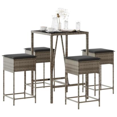 Set mobilier bar de grădină, cu perne, 5 piese, gri, poliratan GartenMobel Dekor