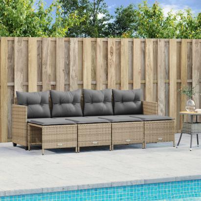 Set canapele de grădină cu perne, 5 piese, bej, poliratan GartenMobel Dekor