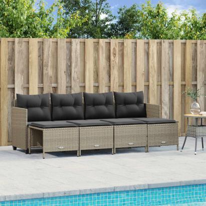 Set canapele de grădină cu perne, 5 piese gri deschis poliratan GartenMobel Dekor