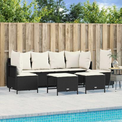 Set mobilier de grădină cu perne, 5 piese, negru, poliratan GartenMobel Dekor