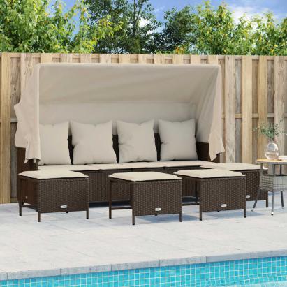 Set canapele de grădină cu perne, 5 piese, maro, poliratan GartenMobel Dekor