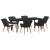 Set de masă pentru grădină cu pernă 7 pcs Negru poliratan GartenMobel Dekor