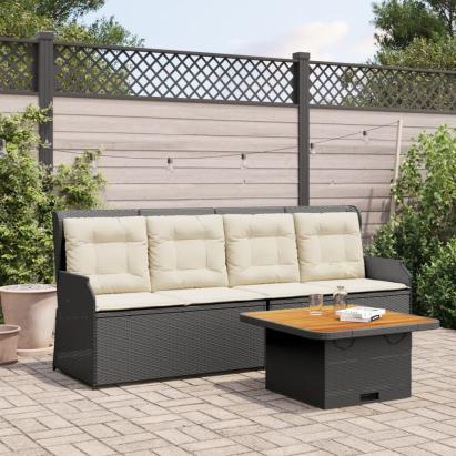 Set mobilier de grădină cu perne, 3 piese, negru, poliratan GartenMobel Dekor
