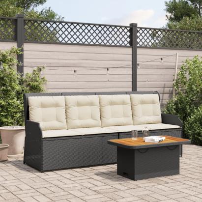 Set mobilier de grădină cu perne, 3 piese, negru, poliratan GartenMobel Dekor