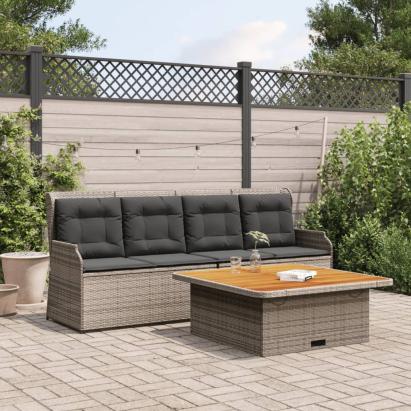Set canapea de grădină cu perne, 3 piese, gri, poliratan GartenMobel Dekor