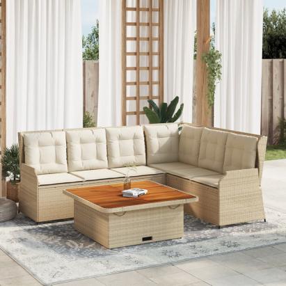 Set mobilier de grădină cu perne, 5 piese, bej, poliratan GartenMobel Dekor