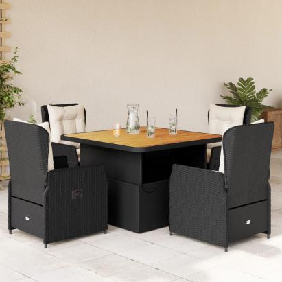 Set mobilier de grădină cu perne, 5 piese, negru, poliratan GartenMobel Dekor