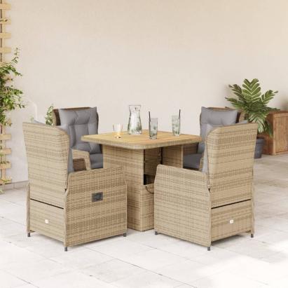 Set mobilier de grădină cu perne, 5 piese, bej, poliratan GartenMobel Dekor