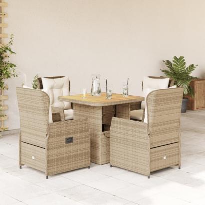 Set mobilier de grădină cu perne, 5 piese, bej, poliratan GartenMobel Dekor