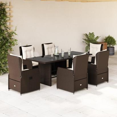 Set mobilier de grădină cu perne, 7 piese, maro, poliratan GartenMobel Dekor