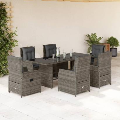 Set mobilier de grădină cu perne, 7 piese, gri, poliratan GartenMobel Dekor