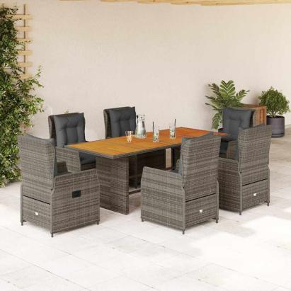 Set mobilier de grădină cu perne, 7 piese, gri, poliratan GartenMobel Dekor