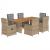 Set de masă pentru grădină, 7 piese, cu perne, bej, poliratan GartenMobel Dekor