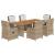 Set de masă pentru grădină, 7 piese, cu perne, bej, poliratan GartenMobel Dekor