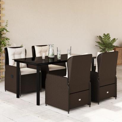 Set mobilier de grădină, 5 piese, cu perne, maro, poliratan GartenMobel Dekor
