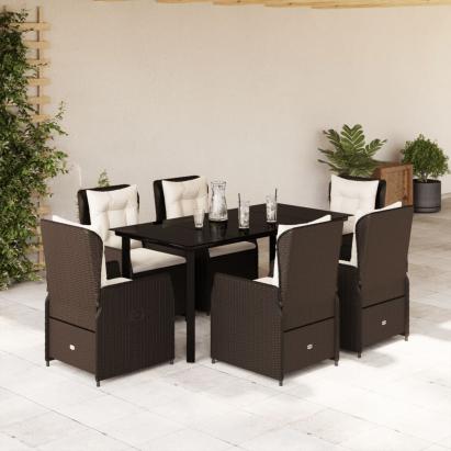 Set mobilier de grădină cu perne, 7 piese, maro, poliratan GartenMobel Dekor