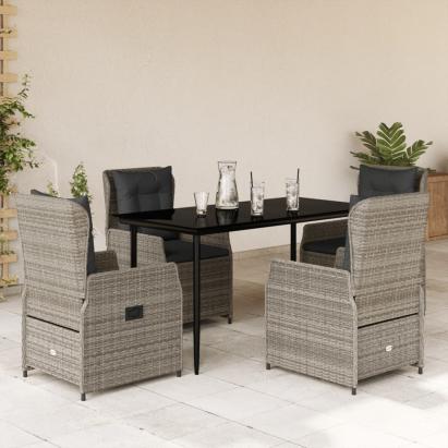 Set mobilier de grădină cu perne, 5 piese, gri, poliratan GartenMobel Dekor