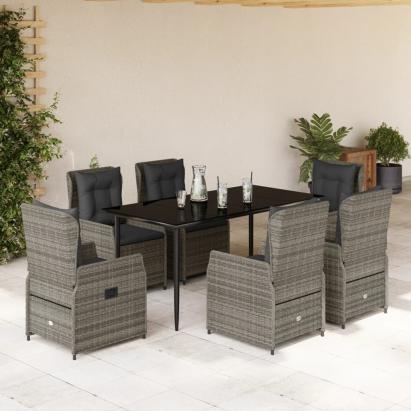 Set mobilier de grădină cu perne, 7 piese, gri, poliratan GartenMobel Dekor