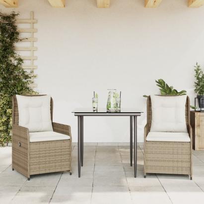Set mobilier de grădină cu perne, 3 piese, bej, poliratan GartenMobel Dekor