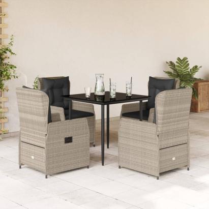 Set mobilier de grădină cu perne, 5 piese gri deschis poliratan GartenMobel Dekor