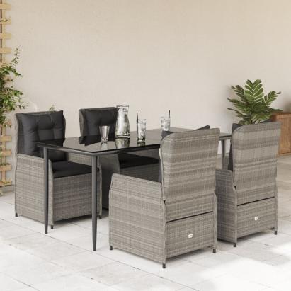 Set mobilier de grădină cu perne, 5 piese gri deschis poliratan GartenMobel Dekor