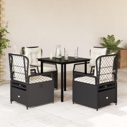 Set mobilier de grădină cu perne, 5 piese, negru, poliratan GartenMobel Dekor