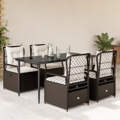 Set mobilier de grădină, 5 piese, cu perne, maro, poliratan GartenMobel Dekor
