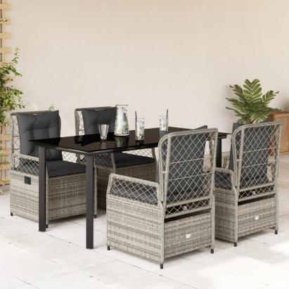 Set mobilier de grădină cu perne, 5 piese, gri, poliratan GartenMobel Dekor