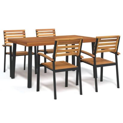 Set mobilier de grădină, 5 piese, lemn masiv de acacia și metal GartenMobel Dekor