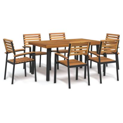 Set mobilier de grădină, 7 piese, lemn masiv de acacia și metal GartenMobel Dekor