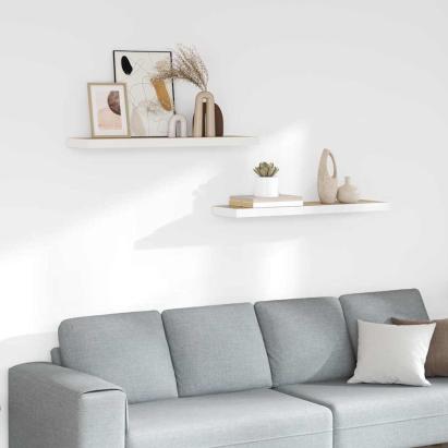 Rafturi perete suspendate 2 buc. stejar/alb 80x23,5x3,8 cm, MDF GartenMobel Dekor