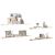 Rafturi perete suspendate 4 buc. stejar/alb 120x23,5x3,8 cm MDF GartenMobel Dekor
