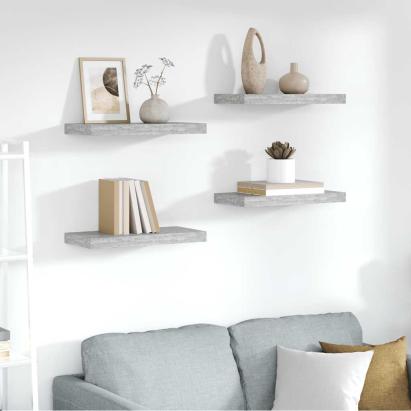 Rafturi perete suspendate, 4 buc., gri beton, 50x23x3,8 cm, MDF GartenMobel Dekor