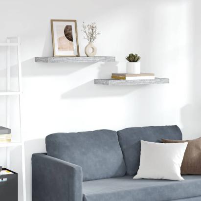 Rafturi perete suspendate, 2 buc., gri beton 60x23,5x3,8 cm MDF GartenMobel Dekor