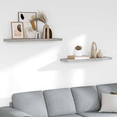 Rafturi perete suspendate 2 buc. gri beton 90x23,5x3,8 cm MDF GartenMobel Dekor