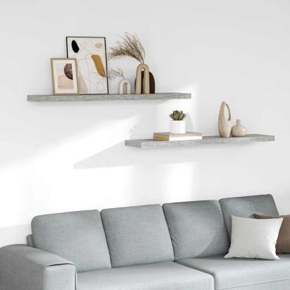 Rafturi perete suspendate 2 buc. gri beton 120x23,5x3,8 cm MDF GartenMobel Dekor