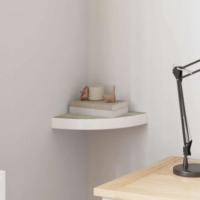 Raft de perete de colț, stejar și alb, 25x25x3,8 cm, MDF GartenMobel Dekor