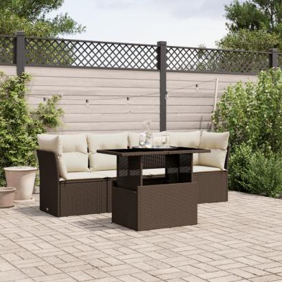 Set canapele de grădină cu perne, 5 piese, maro, poliratan GartenMobel Dekor