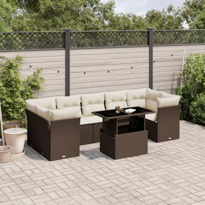 Set canapele de grădină cu perne, 8 piese, maro, poliratan GartenMobel Dekor