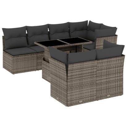 Set canapele de grădină cu perne, 8 piese, gri, poliratan GartenMobel Dekor