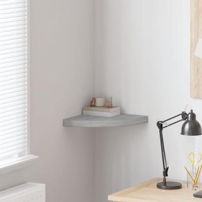 Raft de colț de perete, gri beton, 35x35x3,8 cm, MDF GartenMobel Dekor