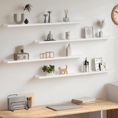 Rafturi de perete, 4 buc., alb, 100x9x3 cm GartenMobel Dekor