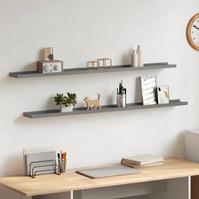 Rafturi de perete, 2 buc., gri, 115x9x3 cm GartenMobel Dekor