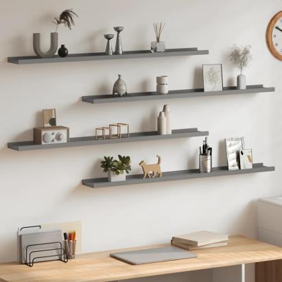 Rafturi de perete, 4 buc., gri, 100x9x3 cm GartenMobel Dekor