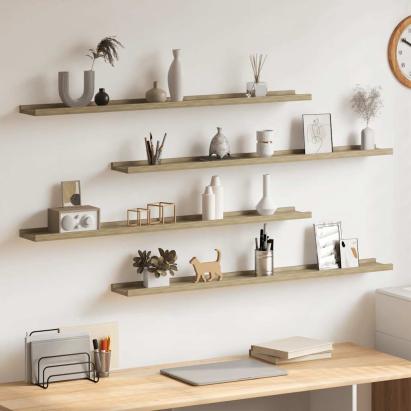 Rafturi de perete, 4 buc., stejar sonoma, 100x9x3 cm GartenMobel Dekor