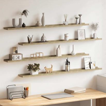 Rafturi de perete, 4 buc., stejar sonoma, 115x9x3 cm GartenMobel Dekor