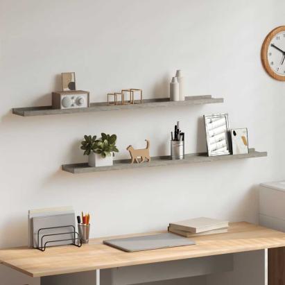 Rafturi de perete, 2 buc., gri beton, 100x9x3 cm GartenMobel Dekor