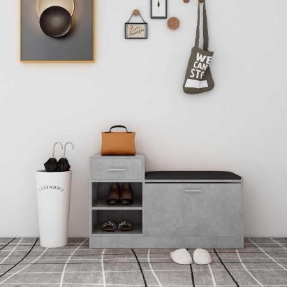Banchetă pantofar, gri beton, 94,5x31x57 cm, lemn prelucrat GartenMobel Dekor
