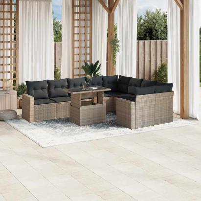 Set canapele de grădină cu perne 10 piese gri deschis poliratan GartenMobel Dekor