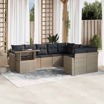Set canapele de grădină cu perne 10 piese gri deschis poliratan GartenMobel Dekor